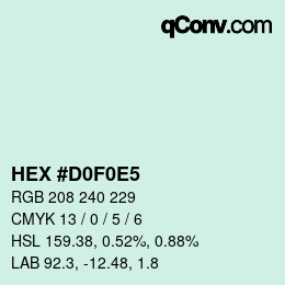 Color code: HEX #D0F0E5 | qconv.com