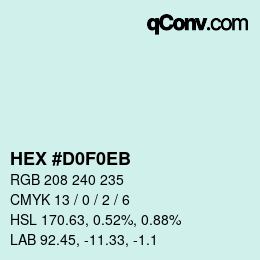 Color code: HEX #D0F0EB | qconv.com