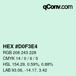 カラーコード: HEX #D0F3E4 | qconv.com