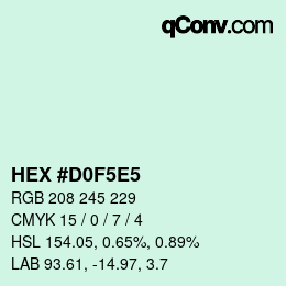 Color code: HEX #D0F5E5 | qconv.com