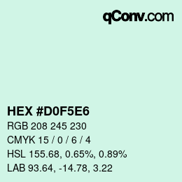 Color code: HEX #D0F5E6 | qconv.com