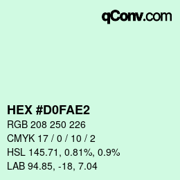 Color code: HEX #D0FAE2 | qconv.com