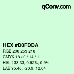 颜色代码: HEX #D0FDDA | qconv.com