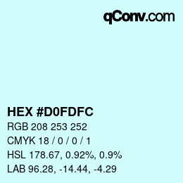 カラーコード: HEX #D0FDFC | qconv.com