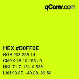 Color code: HEX #D0FF0E | qconv.com