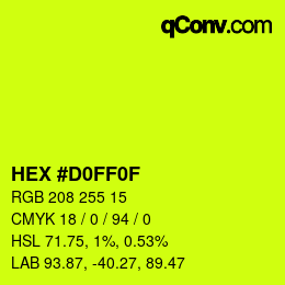 Color code: HEX #D0FF0F | qconv.com