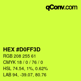 カラーコード: HEX #D0FF3D | qconv.com