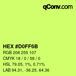 Color code: HEX #D0FF6B | qconv.com