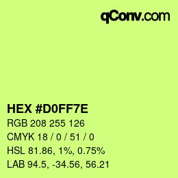 カラーコード: HEX #D0FF7E | qconv.com