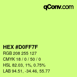 カラーコード: HEX #D0FF7F | qconv.com
