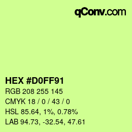 颜色代码: HEX #D0FF91 | qconv.com
