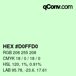 カラーコード: HEX #D0FFD0 | qconv.com