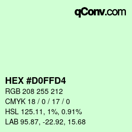 カラーコード: HEX #D0FFD4 | qconv.com