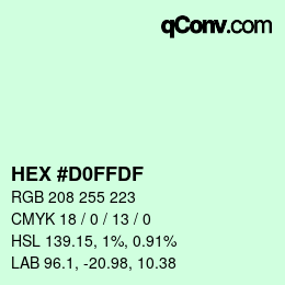 カラーコード: HEX #D0FFDF | qconv.com