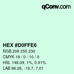 カラーコード: HEX #D0FFE6 | qconv.com