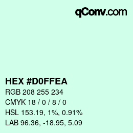 Color code: HEX #D0FFEA | qconv.com