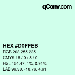 Color code: HEX #D0FFEB | qconv.com