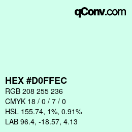 Color code: HEX #D0FFEC | qconv.com