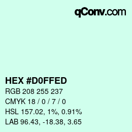 カラーコード: HEX #D0FFED | qconv.com