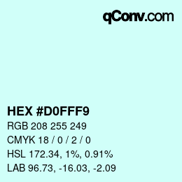 颜色代码: HEX #D0FFF9 | qconv.com