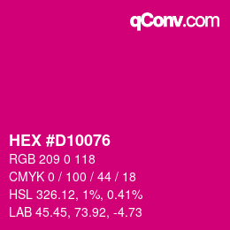 Code couleur: HEX #D10076 | qconv.com