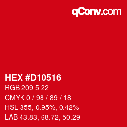 颜色代码: HEX #D10516 | qconv.com