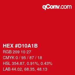 Color code: HEX #D10A1B | qconv.com