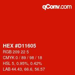 Color code: HEX #D11605 | qconv.com