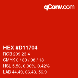 カラーコード: HEX #D11704 | qconv.com