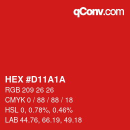 Farbcode: HEX #D11A1A | qconv.com