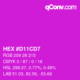 颜色代码: HEX #D11CD7 | qconv.com