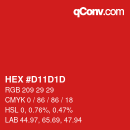 カラーコード: HEX #D11D1D | qconv.com