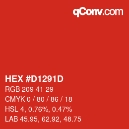 Color code: HEX #D1291D | qconv.com