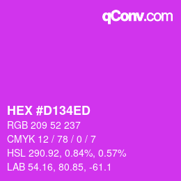 カラーコード: HEX #D134ED | qconv.com