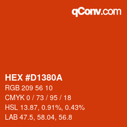 颜色代码: HEX #D1380A | qconv.com