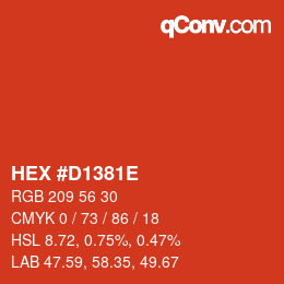 カラーコード: HEX #D1381E | qconv.com