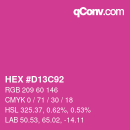 カラーコード: HEX #D13C92 | qconv.com