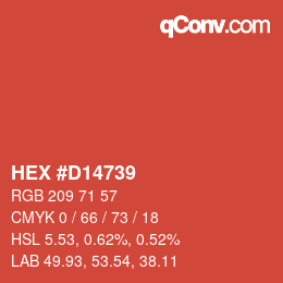 カラーコード: HEX #D14739 | qconv.com