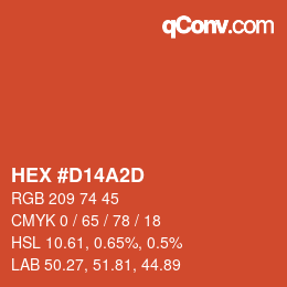 カラーコード: HEX #D14A2D | qconv.com