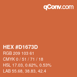 カラーコード: HEX #D1673D | qconv.com