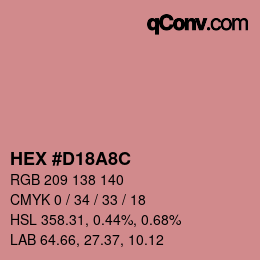 颜色代码: HEX #D18A8C | qconv.com