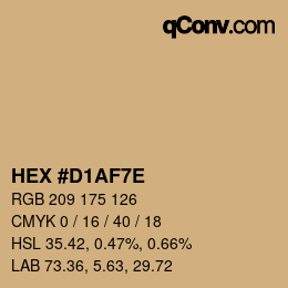 Color code: HEX #D1AF7E | qconv.com