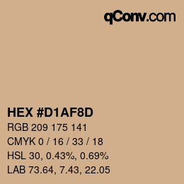 Color code: HEX #D1AF8D | qconv.com