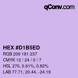 颜色代码: HEX #D1B5ED | qconv.com