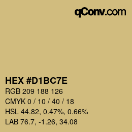 Color code: HEX #D1BC7E | qconv.com