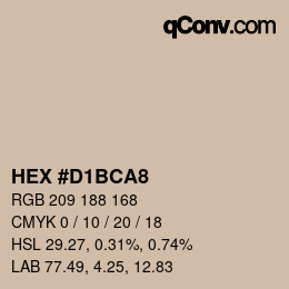カラーコード: HEX #D1BCA8 | qconv.com