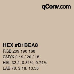 颜色代码: HEX #D1BEA8 | qconv.com