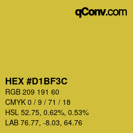 カラーコード: HEX #D1BF3C | qconv.com