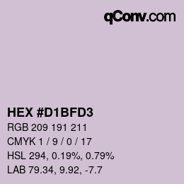 カラーコード: HEX #D1BFD3 | qconv.com