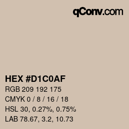颜色代码: HEX #D1C0AF | qconv.com